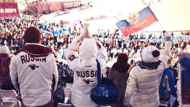 Russian fans at the Rosa Khutor Extreme Park