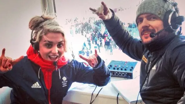 Snowboarder Aimee Fuller and BBC Sport's Will Perry