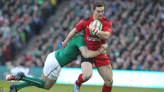 Wales centre George North on the attack