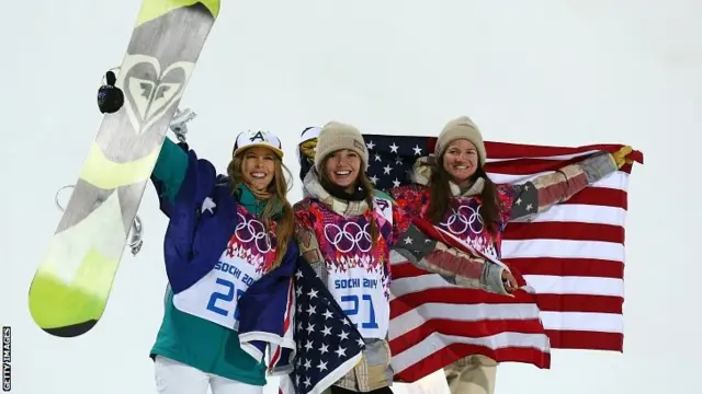 The women's snowbopard halfpipe winners