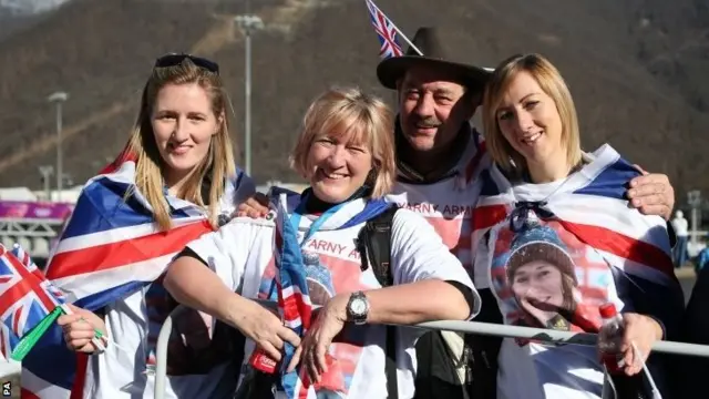 Judith and Clive, mother and father of Great Britain's Lizzie Yarnold with her sisters Katie and Charlotte