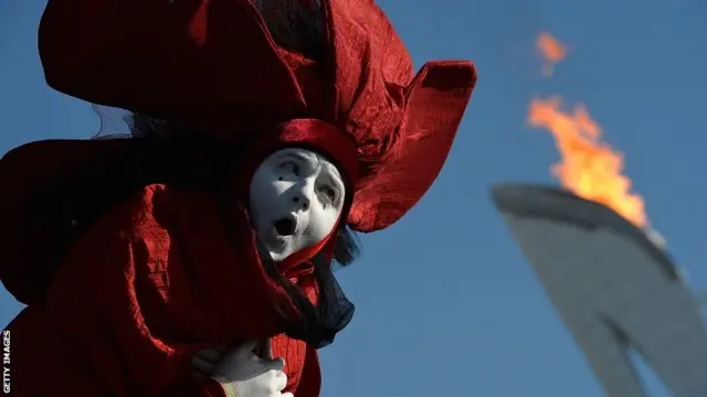 A dancer entertains the spectators