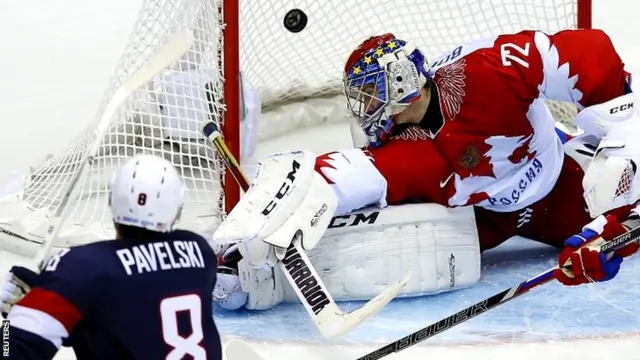 Team USA's Joe Pavelski scores