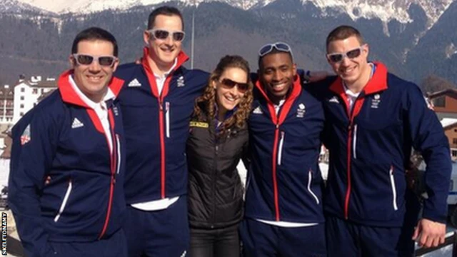 Amy Williams with the Team GB bobsleigh team