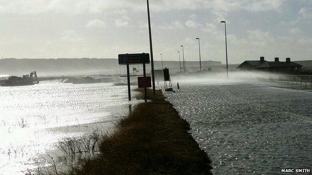 Flooding on Portland Beach Road on 15 February