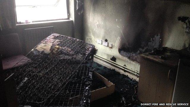 Fire damage to the flat at Parkstone Road