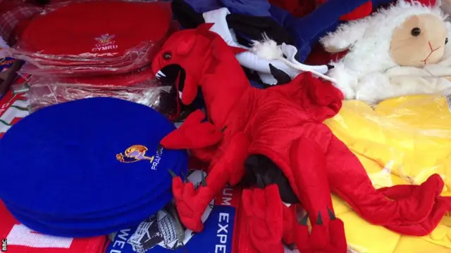 Merchandise on sale for Wales v France