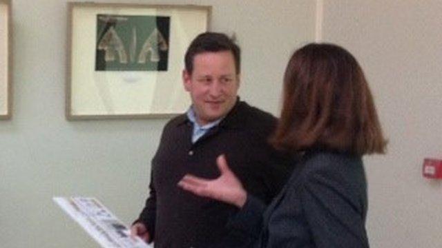 Ed Vaizey talking to Karen Waggott