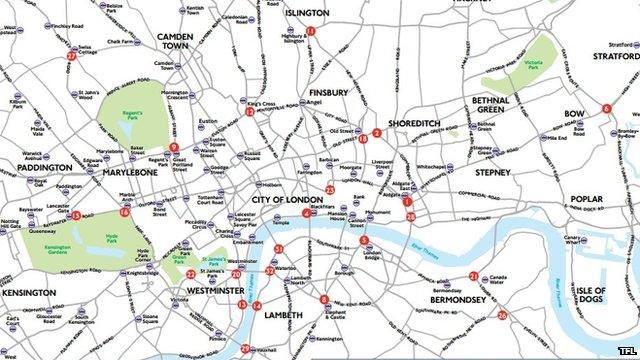 Map of junctions