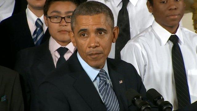 Barack Obama speaks at the White House 27 February 2014