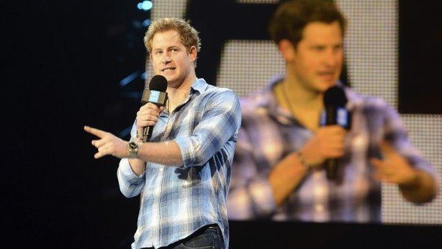 Prince Harry gives a speech at the inaugural WE Day UK at Wembley Arena