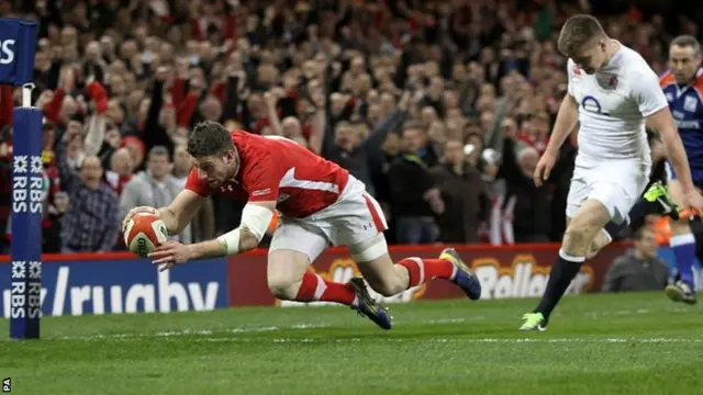 Alex Cuthbert scores for Wales v England