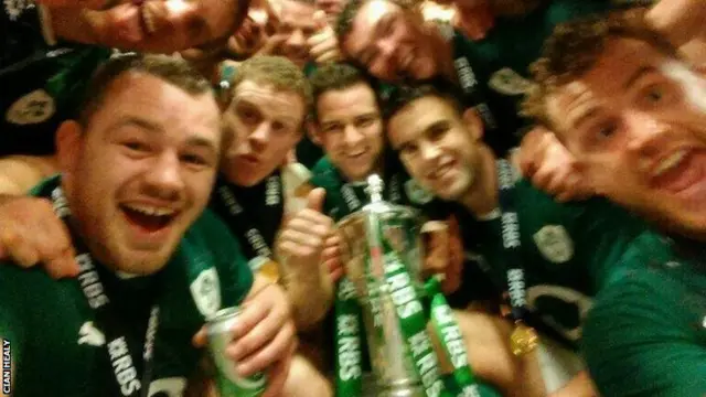 Ireland rugby celebrate Six Nations win