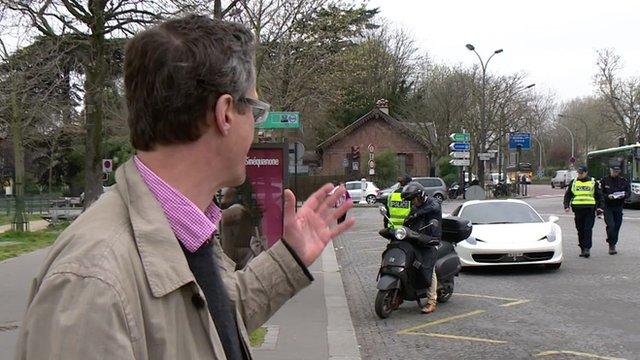 Police stopping motorists in Paris