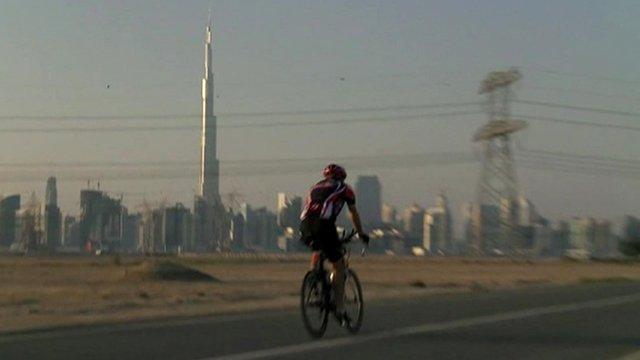 man cycling in Dubai