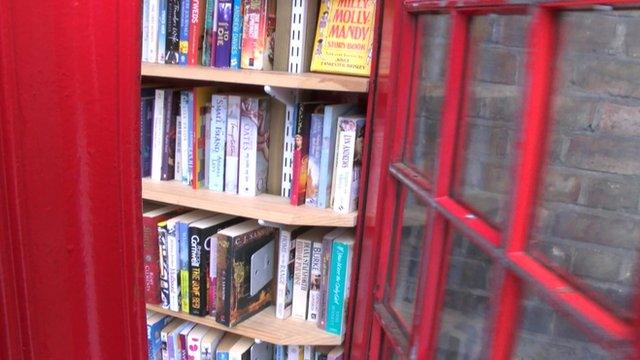 Books inside telephone box