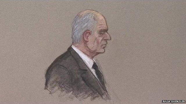 Artist's impression of Malcolm Fyfield in Swansea Crown Court