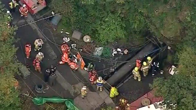 emergency services at Gleision drift mine in the Swansea Valley