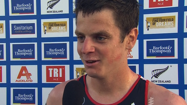 Britain's Jonny Brownlee after finishing second in Auckland, New Zealand