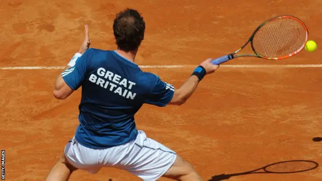 Great Britain's Andy Murray in Davis Cup action against Italy