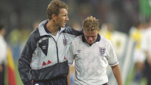 England's Paul Gascoigne after his side lose to West Germany