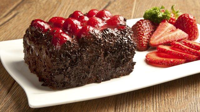 chocolate cake and strawberries