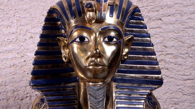 Solid gold burial mask of Tutankhamun