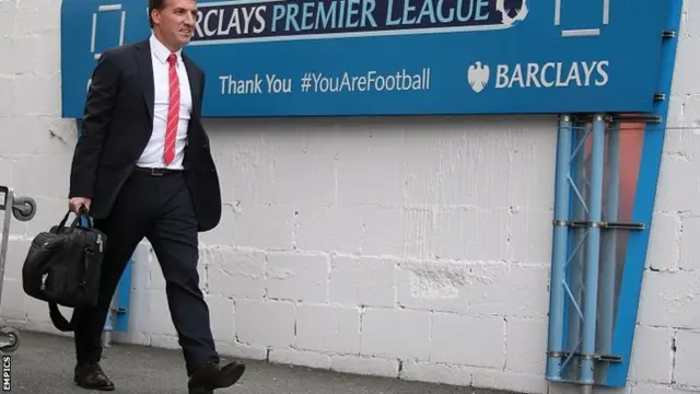 Brendan Rodgers arrives at Selhurst Park