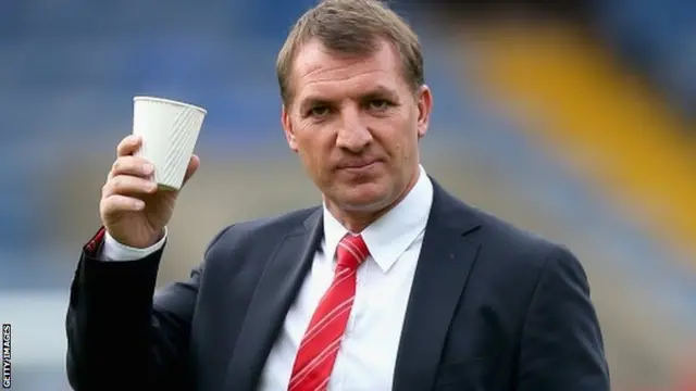 Brendan Rodgers of Liverpool inspects the pitch prior to the the Barclays Premier League match