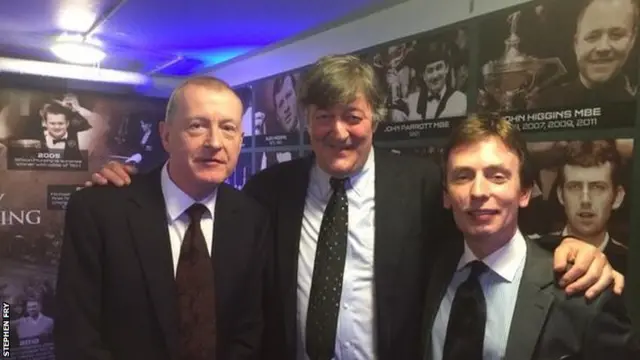 Stephen Fry with Steve Davis and Ken Doherty