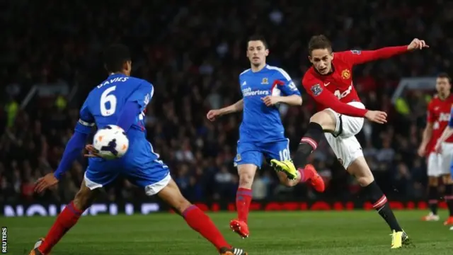 Manchester United's Adnan Januzaj attempts a shot