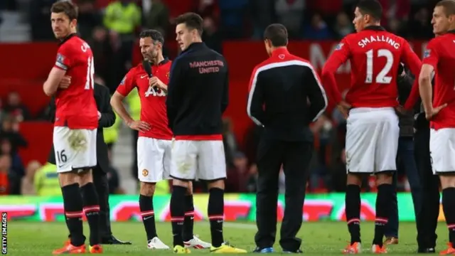 Manchester United Caretaker Manager Ryan Giggs speaks to the fans