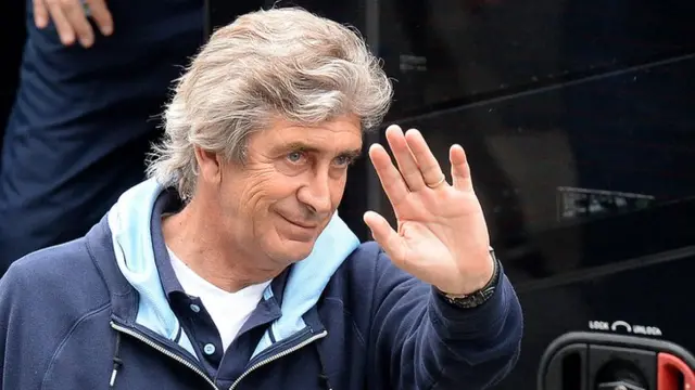 Man City manager Manuel Pellegrini arrives at the Etihad Stadium