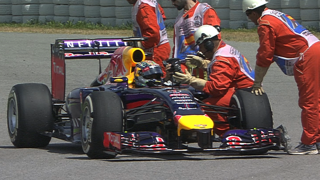 Sebastioan Vettel breaks down during qualifying