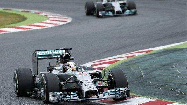 Mercedes' Lewis Hamilton wins his fourth race in a row in Spain