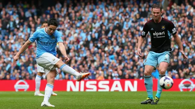 Samir Nasri puts Man City 1-0 up against West Ham