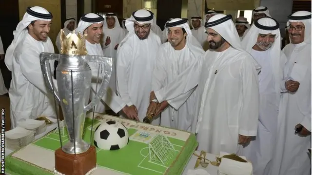 Celebrating Manchester City's Premier League win with Sheikhs Mohammed, Saif, Mansour and Abdullah bin Zayed