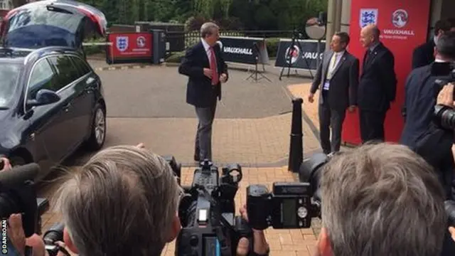 England manager Roy Hodgson arrives for his World Cup announcement.