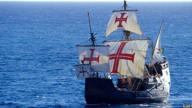 A replica boat of the Santa Maria, undated image