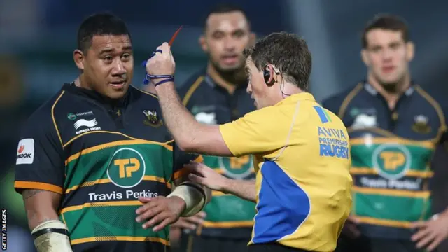 Northampton's Salesi Ma'afu is sent off