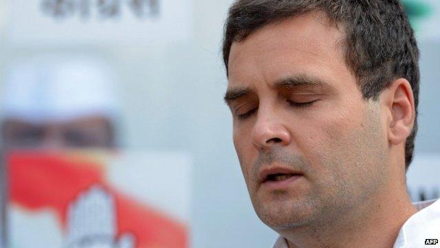 Congress Party Vice-President Rahul Gandhi addresses a press conference at the party headquarters in New Delhi on May 16, 2014.