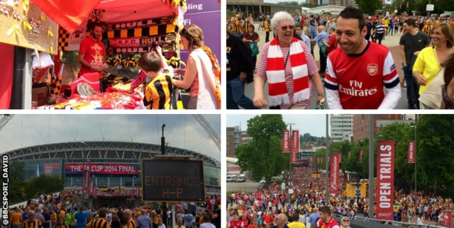 Fans arrive at Wembley ahead of the FA Cup final