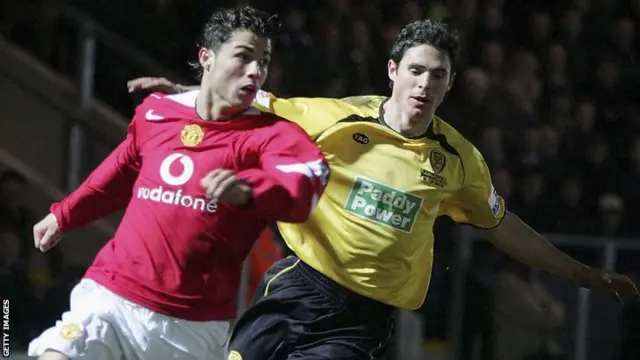 Cristiano Ronaldo in action against Burton