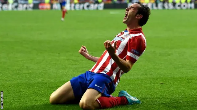 Diego Godin celebrates goal