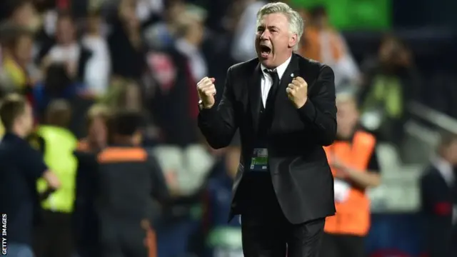 Carlo Ancelotti celebrates