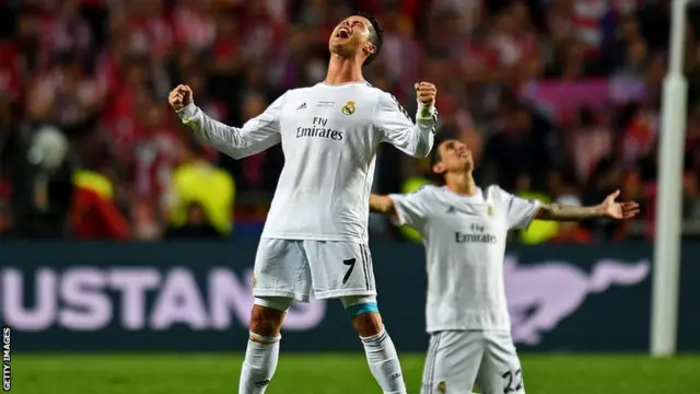 Cristiano Ronaldo and Angel di Maria celebrate