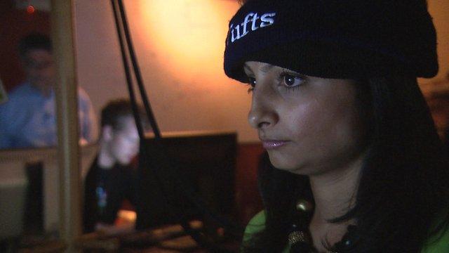 Rajini Vaidyanathan wearing mind-reading headband