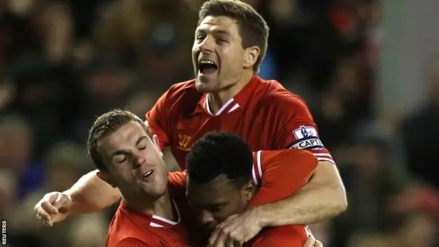 Steven Gerrard, Jordan Henderson and Daniel Sturridge
