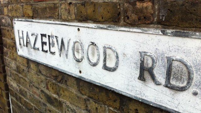 Hazelwood Road sign