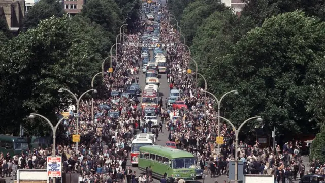 Wembley Way is swamped with fans and traffic as the final looms large